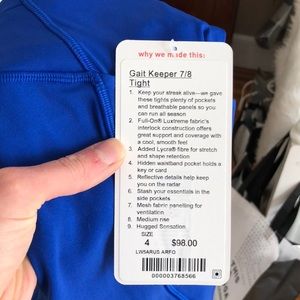 lululemon athletica Pants - Lululemon Gait Keeper 7/8 Tights 4 lululemon athletica Pants - Lululemon Gait Keeper 7/8 Tights 4